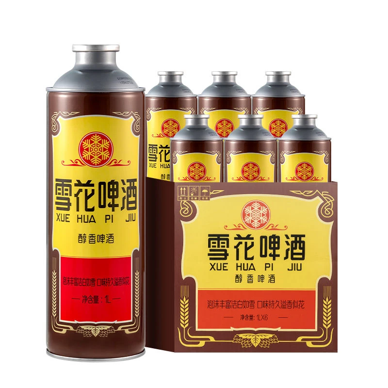 【送苦荞茶20泡沈阳鲜啤马口铁1L*6罐】啤酒沈阳苏家屯老雪花12度