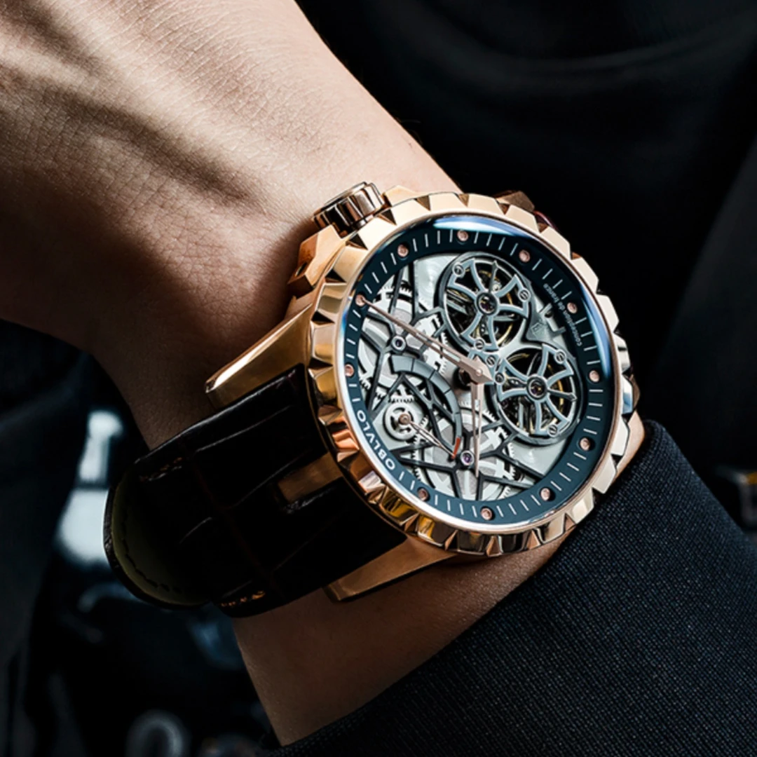 男款高档时尚潮流正品全自动机械表镂空机械手表男运动男士手表