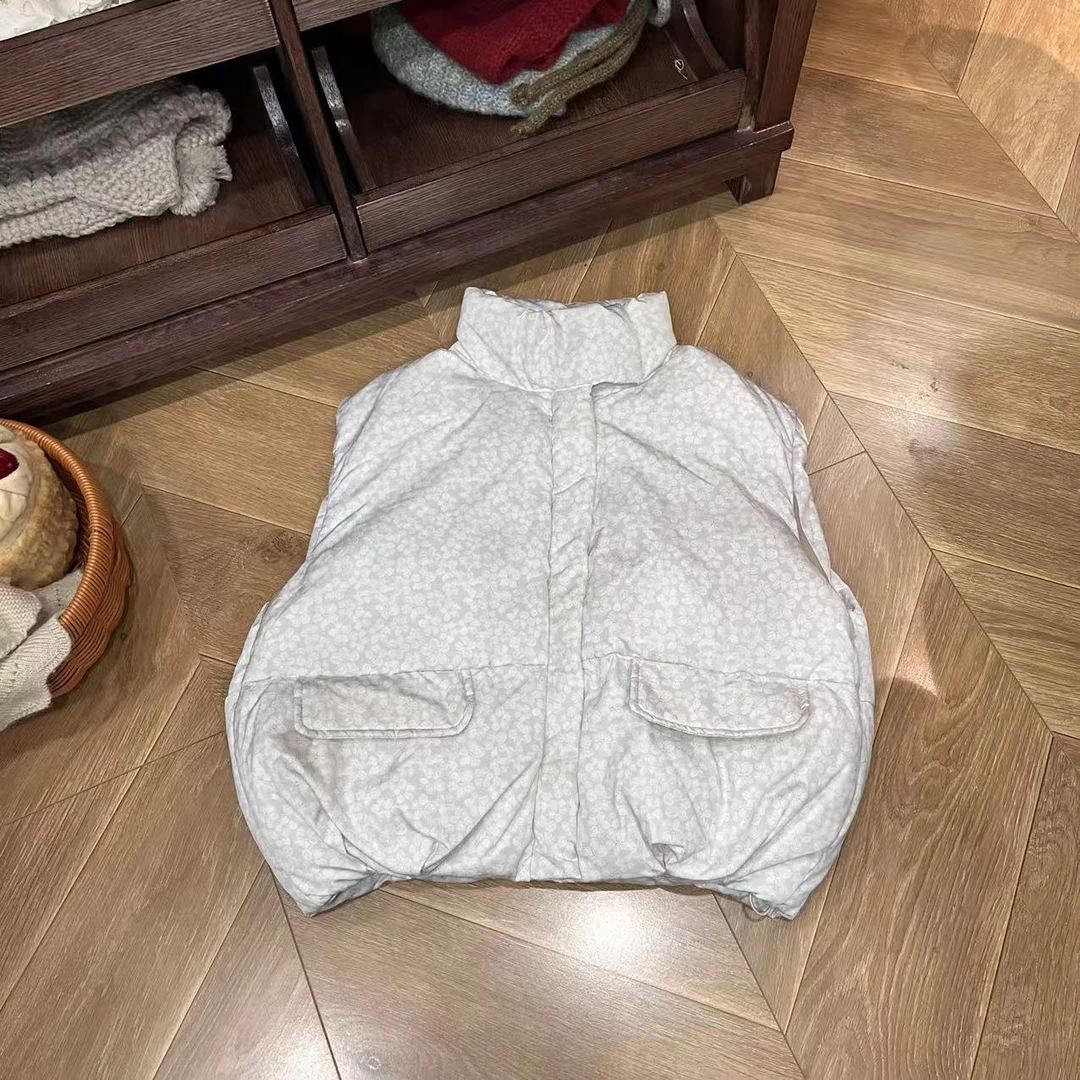 〖姐姐家〗2024冬款儿童纯色百搭洋气碎花羽绒马甲 r327065