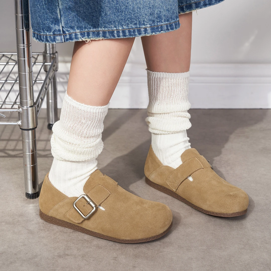玛速主义2025年冬季新款休闲百搭勃肯鞋平底舒适懒人鞋时尚单鞋女