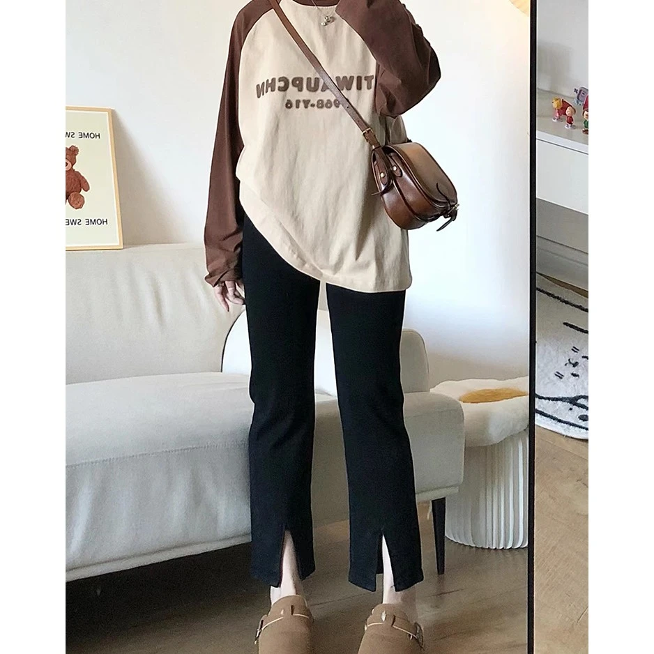 2-300斤梨形身材大码胖mm裤子女春季显瘦开叉牛仔裤烟管直筒裤子