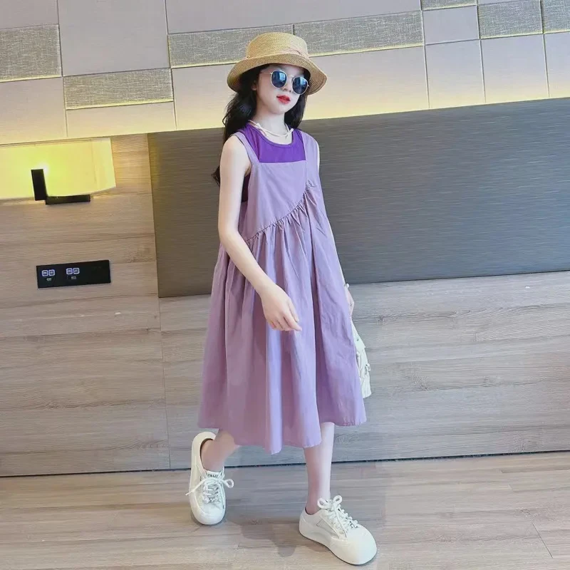 女童夏季连衣裙2025新款时尚设计感儿童背心裙大童女孩洋气公主裙
