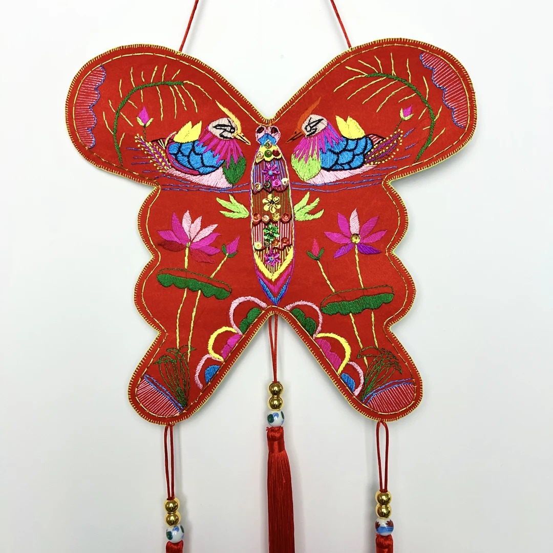 【三座楼手工乡绣】刺绣风筝客厅卧室挂件饰品传统工艺礼品传承收藏