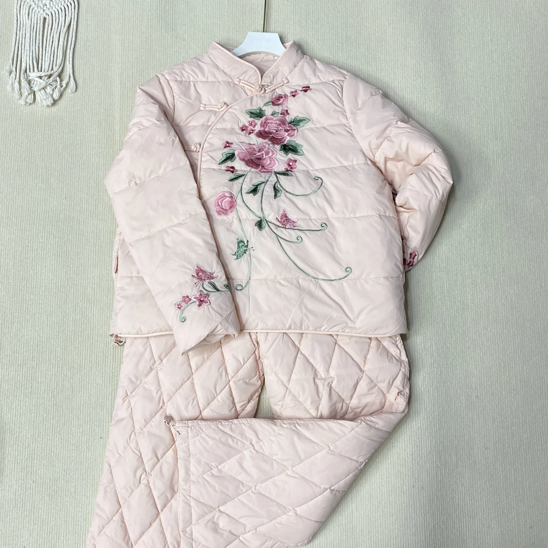 国风中式高定复古刺绣棉服套装 新疆棉6667 保暖冬季绣花时尚