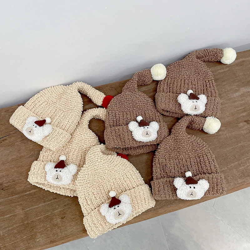 宝宝帽子冬季保暖护耳帽男孩女童婴儿毛绒帽秋冬天儿童针织毛线帽