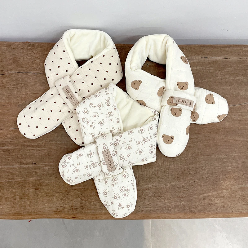 ins韩国儿童围巾冬季婴儿保暖男孩女童防风围脖可爱小熊宝宝超萌