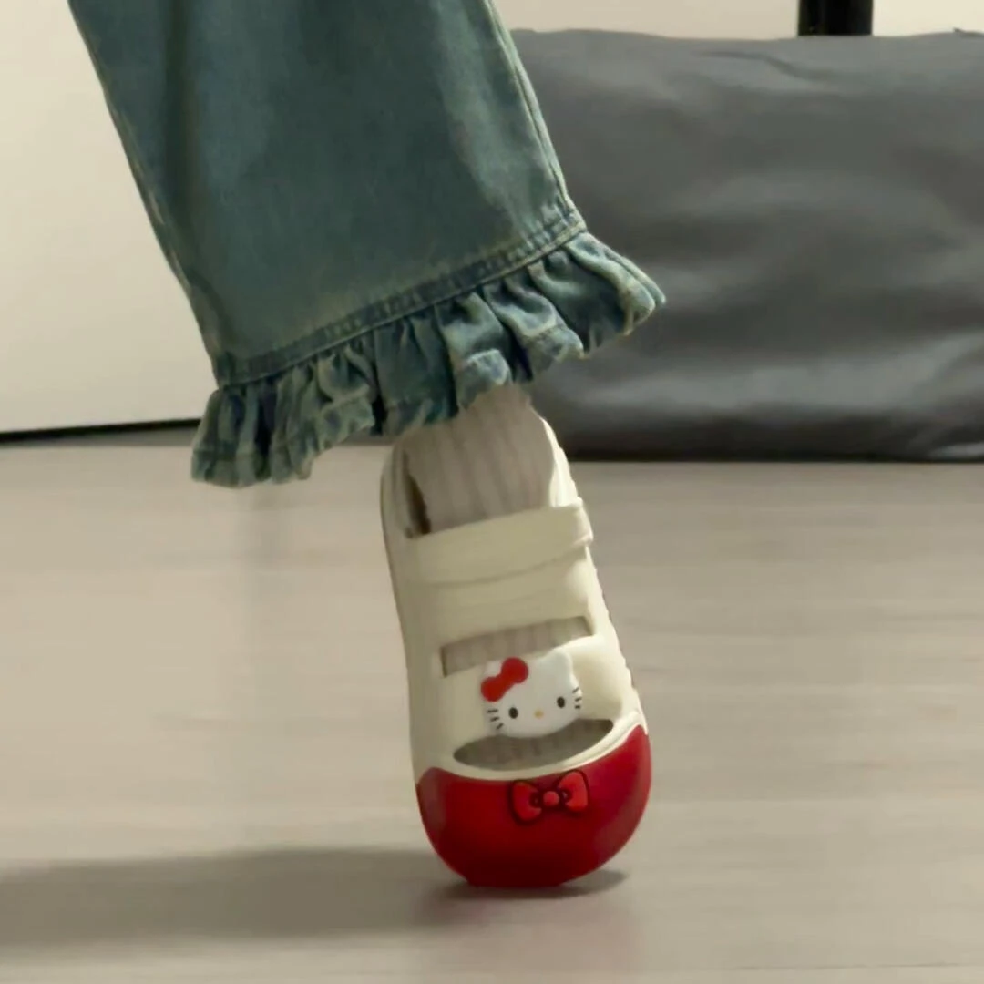 蝴蝶结小猫包头拖鞋女2025夏新款厚底踩屎感开口笑凉拖软底时尚