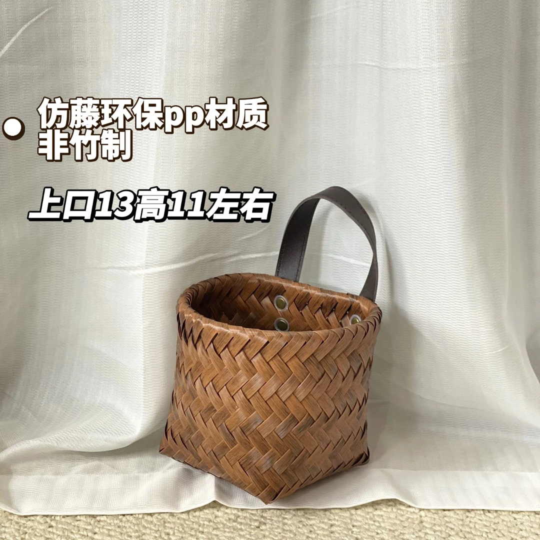 仿藤小单挂葱姜蒜墙挂式手工美式轻奢挂篮多肉花 盆玄关钥匙盒
