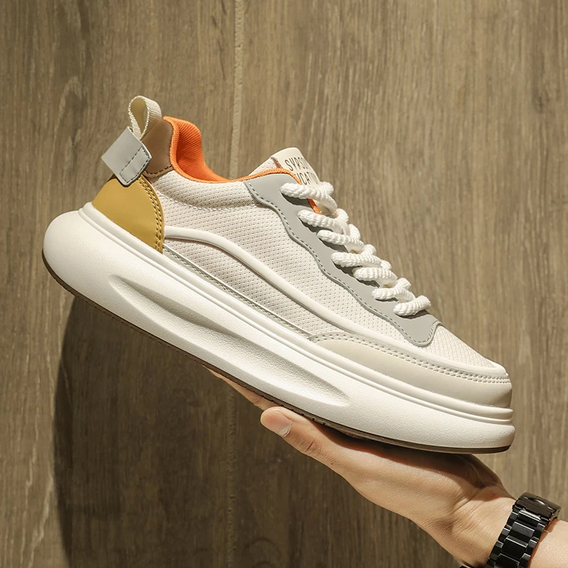芯伦阿甘男鞋百搭透气薄款网面运动板鞋男士厚底增高休闲小白鞋男