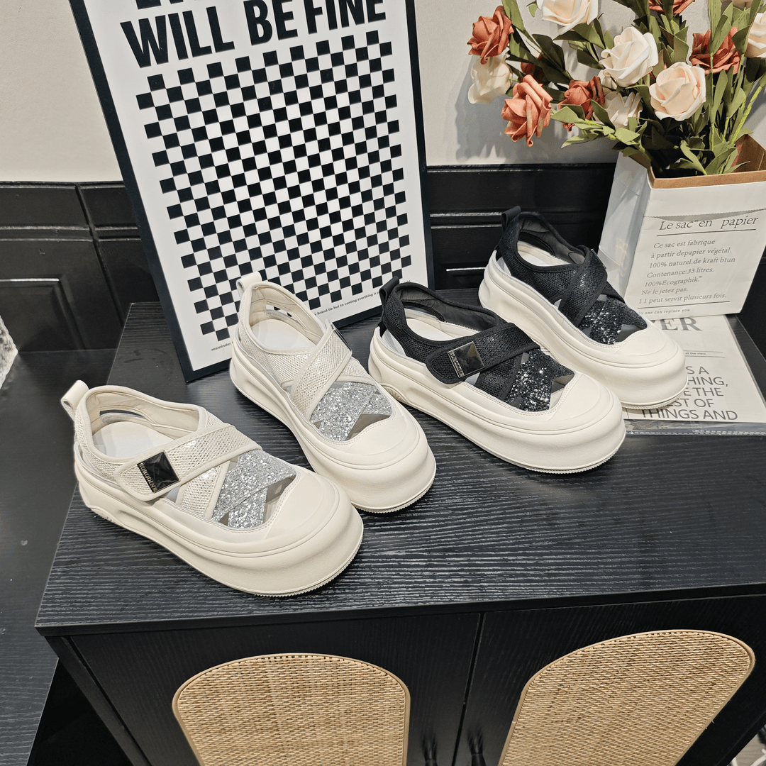 夏季新款外穿软底时尚低帮拖鞋百搭透气网面包头凉鞋 X 检 6205