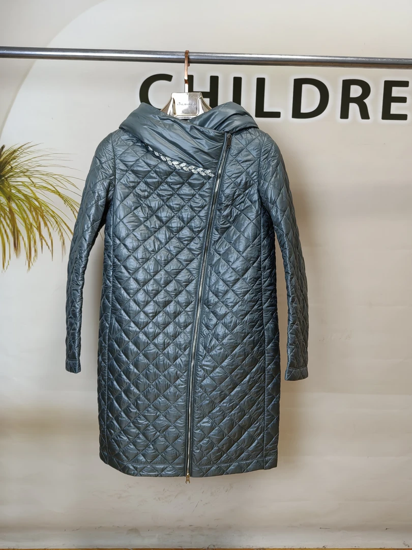 「新品」2024女装棉服外套时尚连帽中长款休闲保暖百搭抽褶设计感