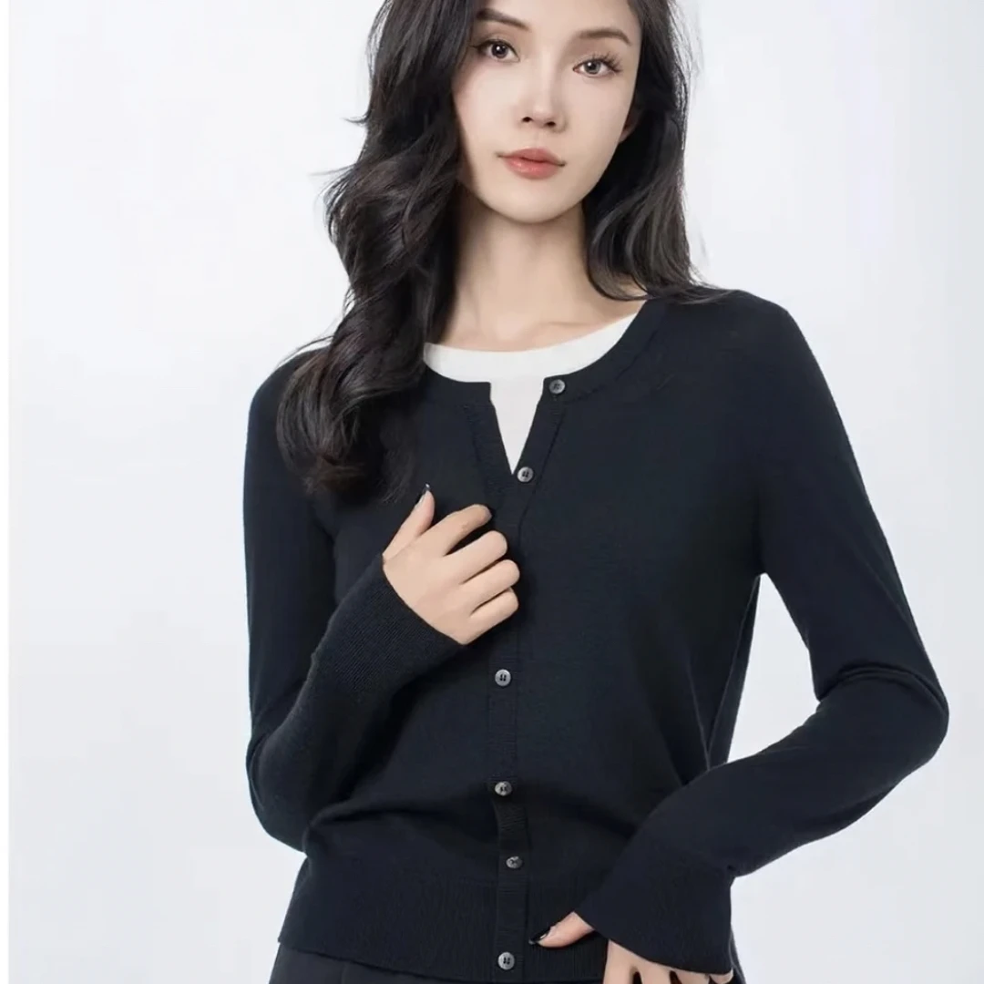 AMASS/阿玛施24早秋新款时尚百搭假两件长袖针织衫5399790