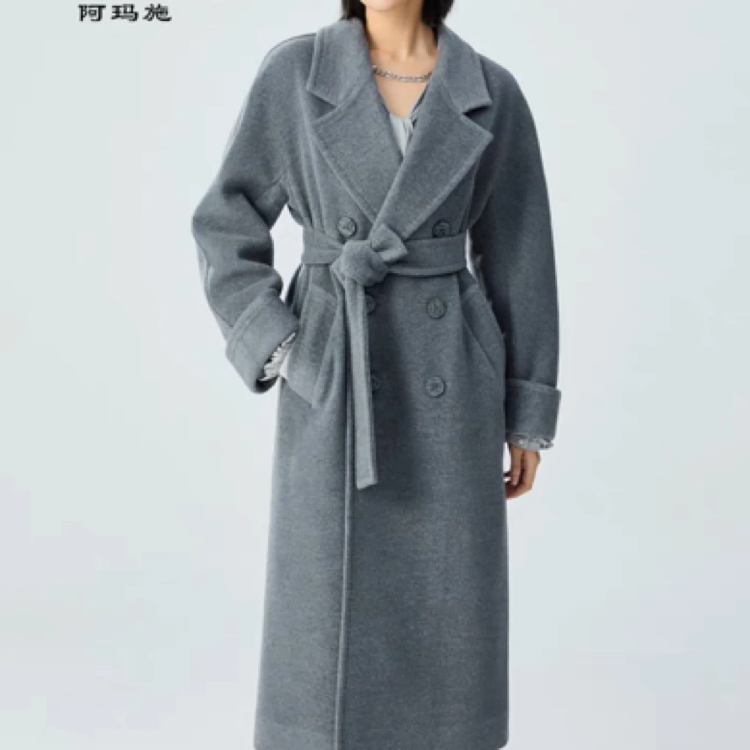 【官方正品】阿玛施秋冬新款羊毛设计廓形质感中长款大衣5400861
