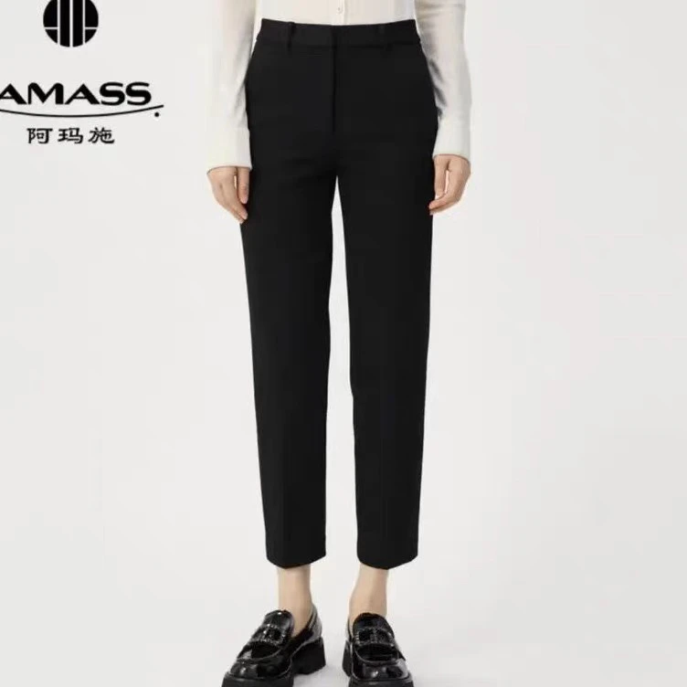 【官方正品】阿玛施加绒小牛裤 弹力黑色春夏百搭简约秋冬5100302