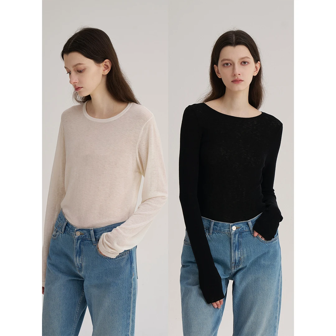 MAISON CECILE宽松/修身三色水溶细腻软糯针织打底衫