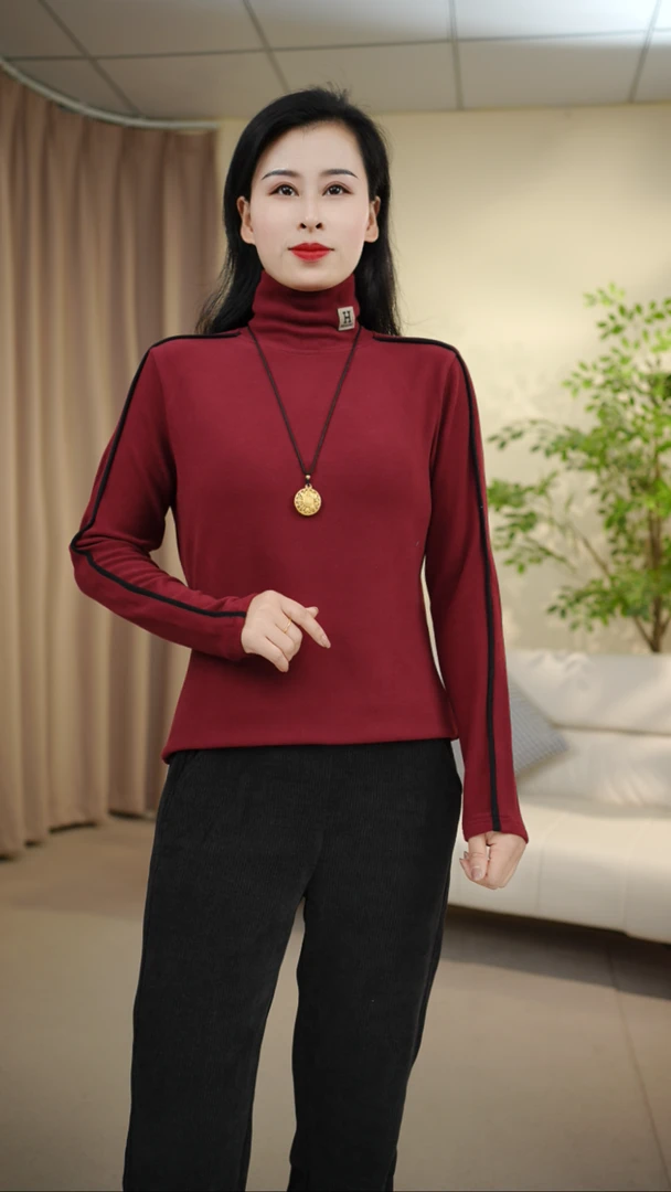 2024新款时尚百搭网红加绒加厚高领打底衫洋气休闲保暖显瘦内搭