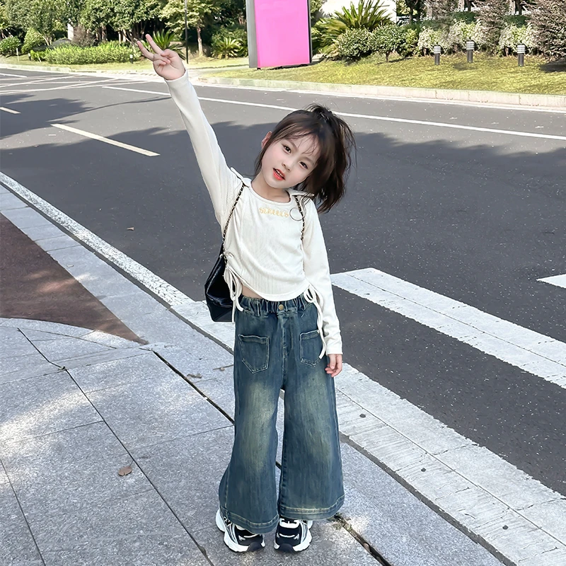 66公主原创设计 女童t恤长袖儿童秋装2023新款打底衫洋气潮  S530