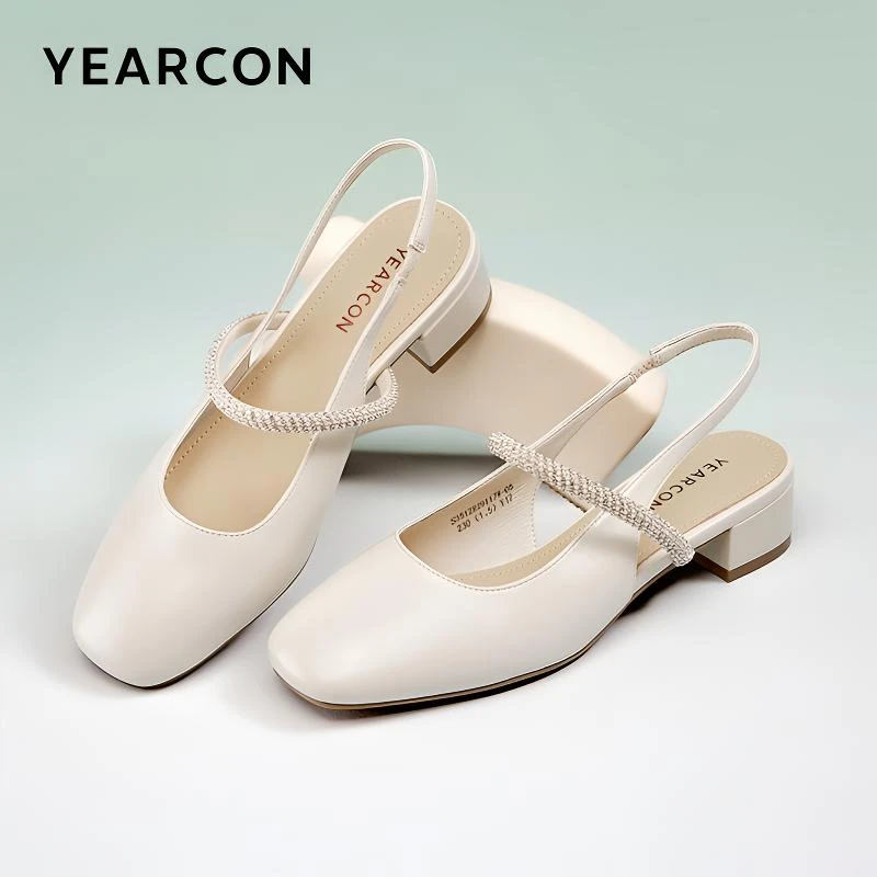 【意尔康】夏季新款包头凉鞋2024小香风舒适增高单鞋仙女风法式女鞋