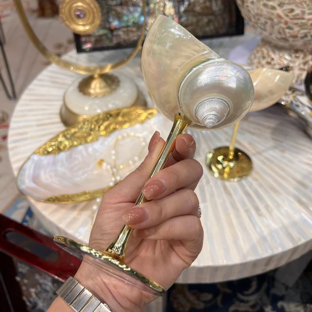 YH—【高款】东南亚深海贝壳手工杯装饰品摆件一对