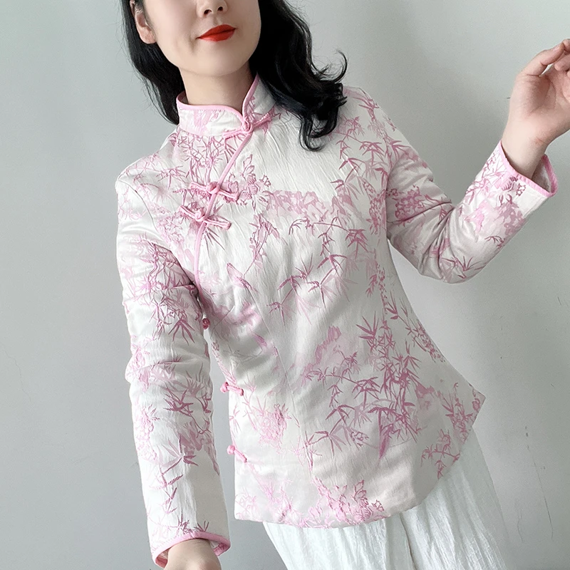 傲雪原创新款华族经典唐装高端冬季加棉旗袍上衣手工盘扣拜年服女