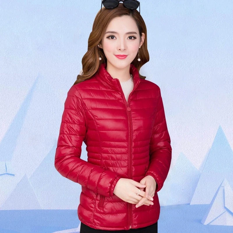 轻薄棉衣女短款2023秋冬修身显瘦立领棉衣韩版时尚保暖小棉袄外套