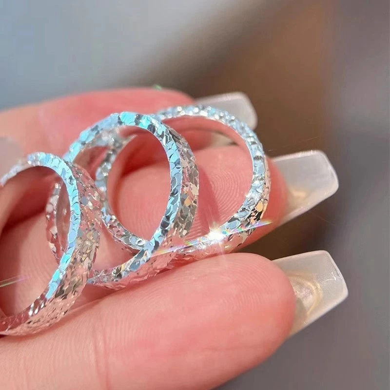 925银戒指 碎碎冰戒指女纯银素圈对戒闭口高级感生日礼物送女朋友