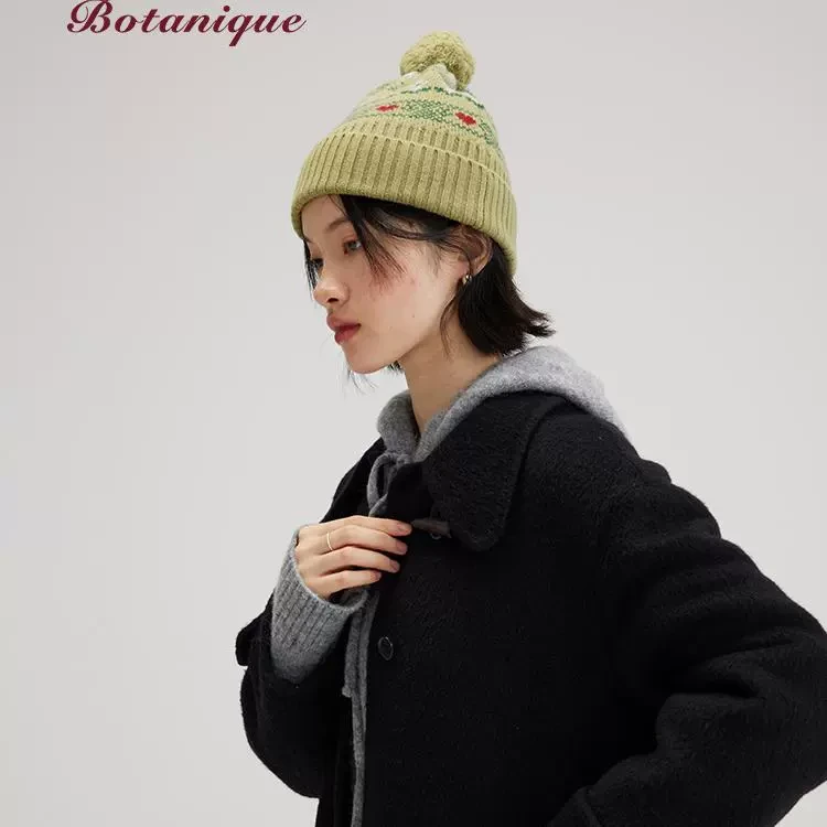 Botanique植物学“大黑兔兔耳朵手工双面呢桑蚕丝兔毛羊毛大衣外套