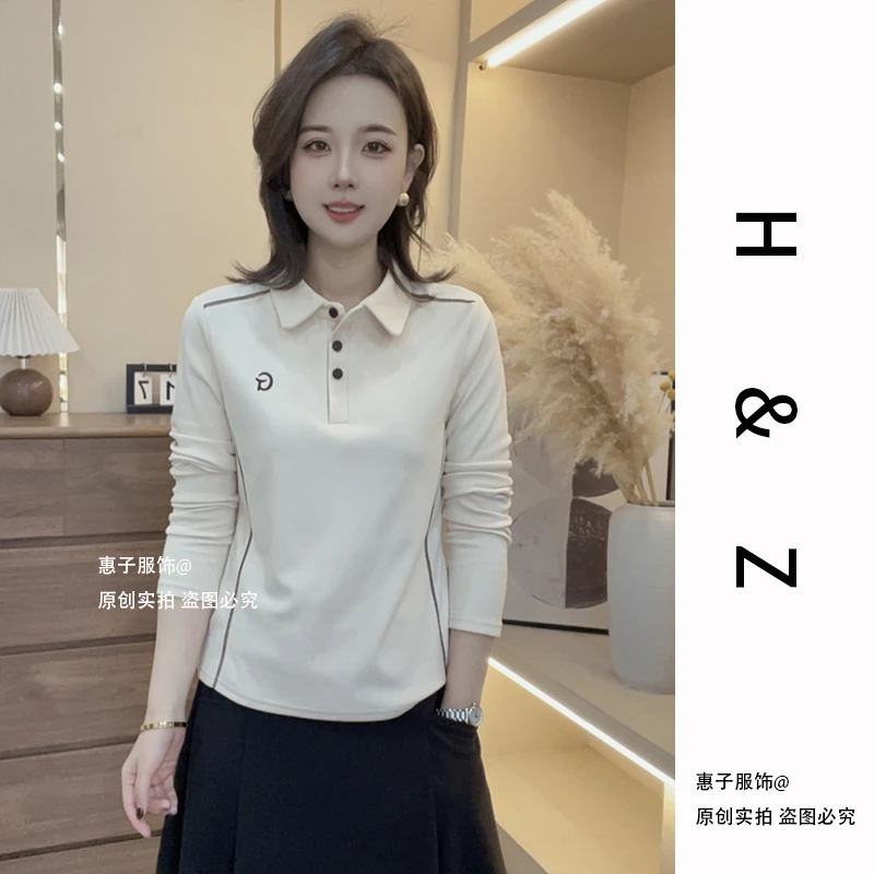 【惠子推荐】秋冬新款百搭双面一体绒女士设计感纯色长袖显瘦打底衫