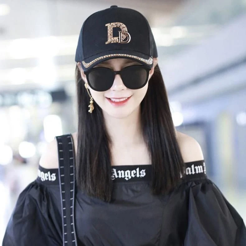 假发帽子一体长直发女秋冬时尚带钻韩版ins网红潮流鸭舌帽网红