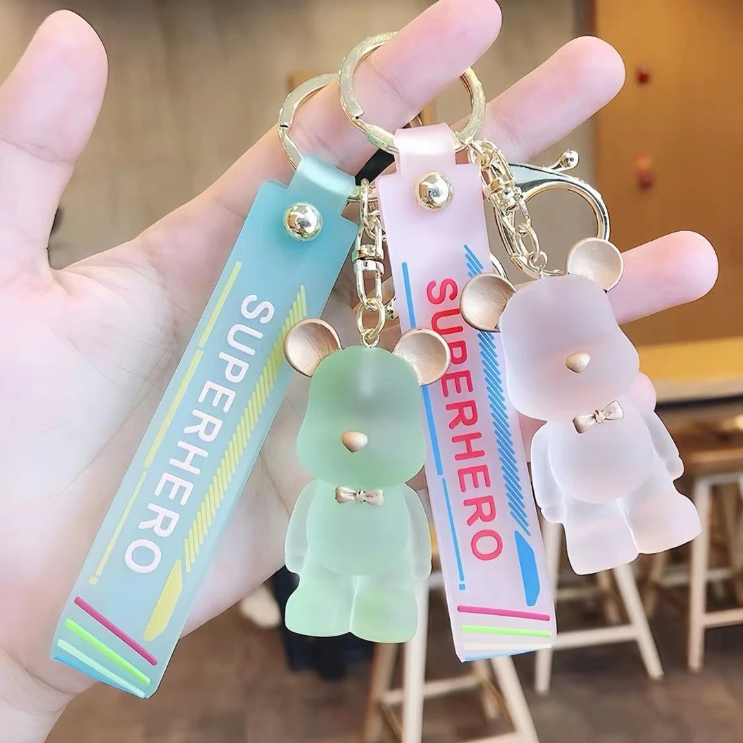 【清仓价】创意水晶领结熊汽车钥匙挂饰礼物可爱钥匙挂小熊钥匙扣