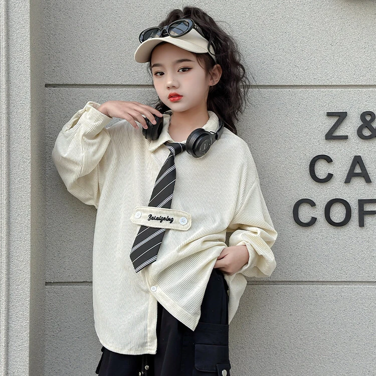 女童衬衫春秋款洋气时髦2024新款儿童长袖上衣女孩秋装炸街外套潮