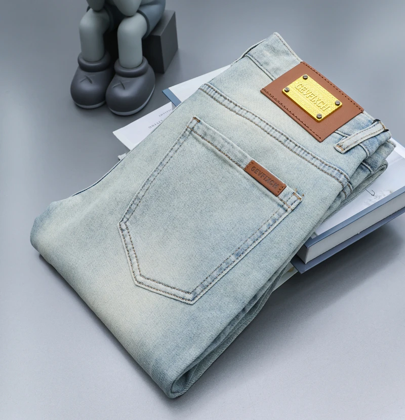 【长裤-九分裤】2024夏季欧货怀旧蓝时尚潮品男牛仔裤子修身小脚裤