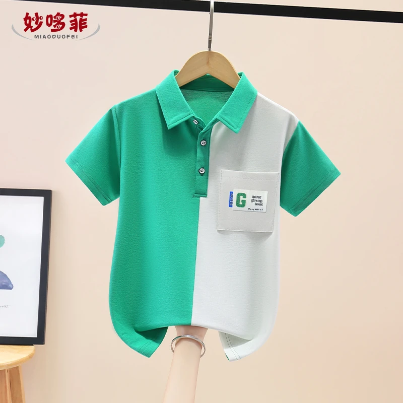 男童t恤夏装2024新款童装polo衫儿童夏季运动短袖男孩上衣中大童