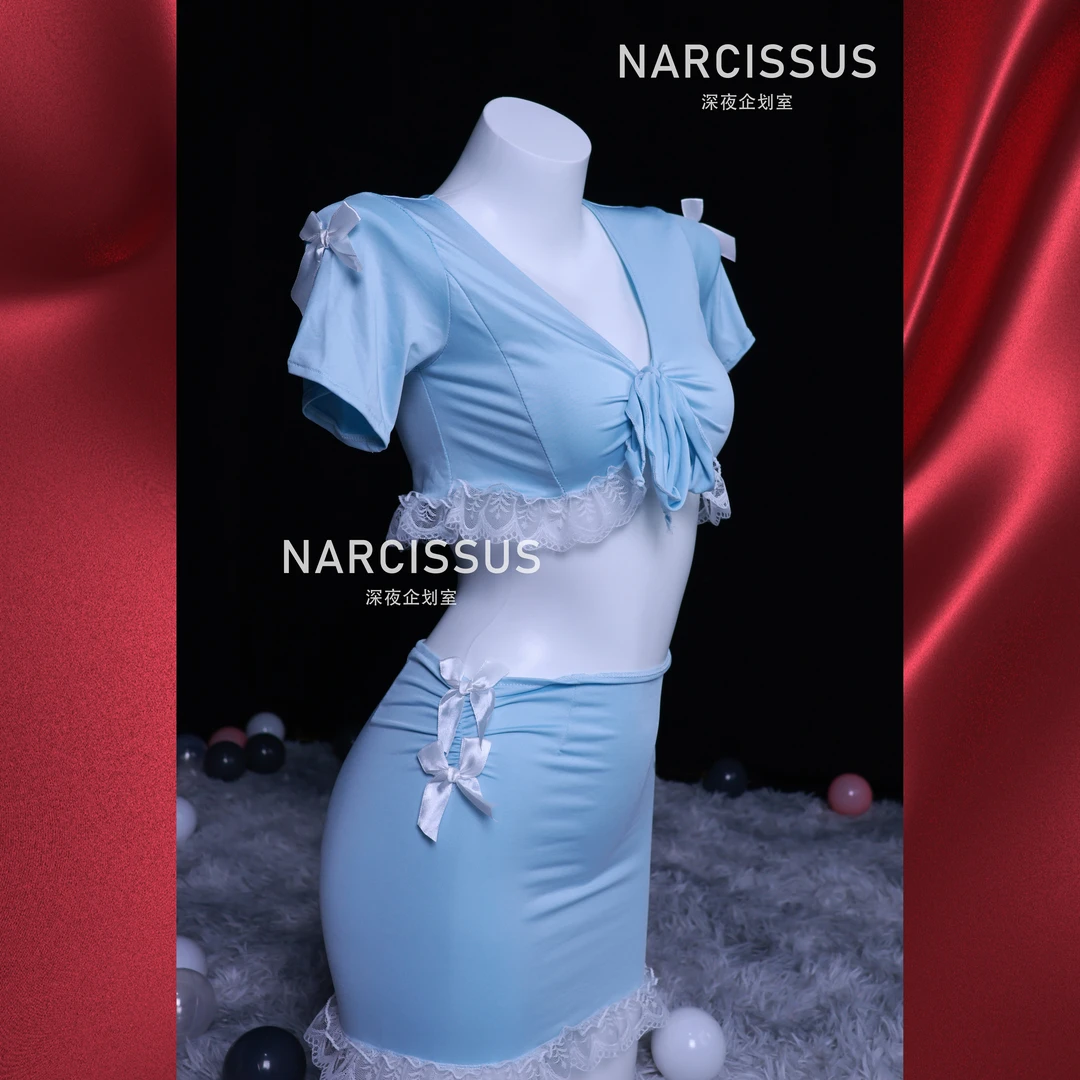 Narcissus入侵企划 蕾丝包臀裙纯欲风辣妹风上衣夏季性感睡衣套装