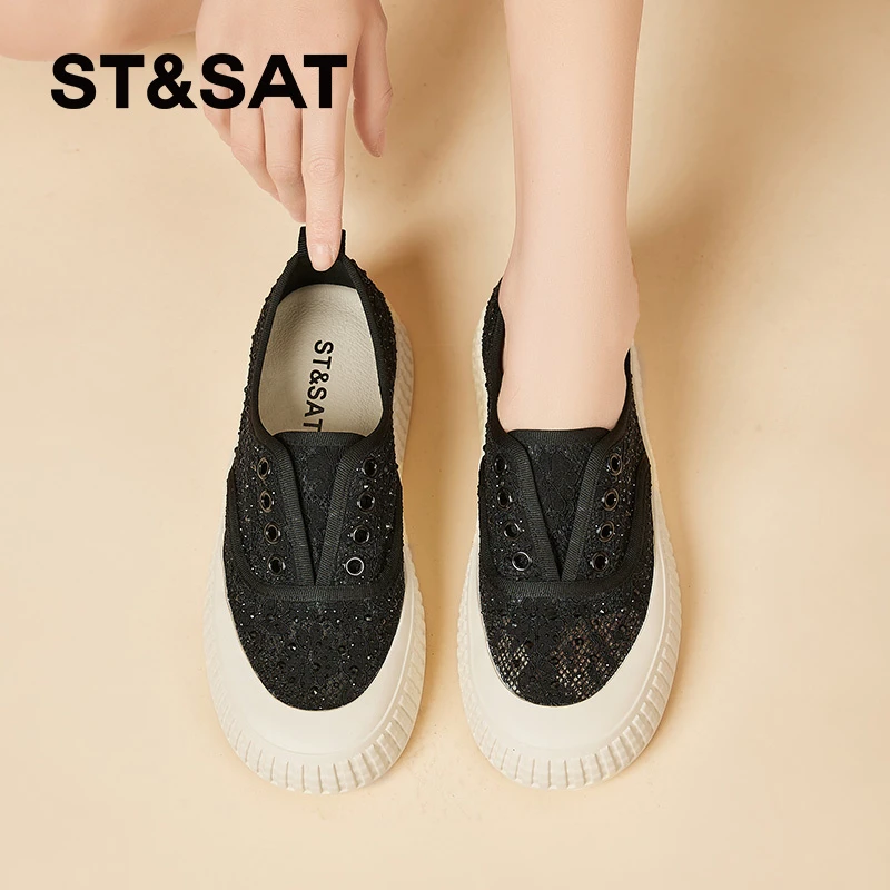 星期六透气韩版板鞋2025秋季新款时尚休闲女鞋低帮百搭舒适渔夫鞋