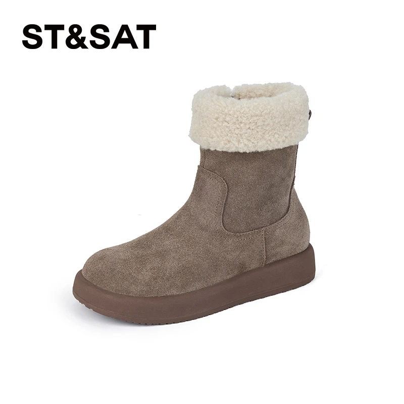 星期六短筒加厚雪地靴爆款2025新款冬季加绒保暖耐磨防滑厚底短靴