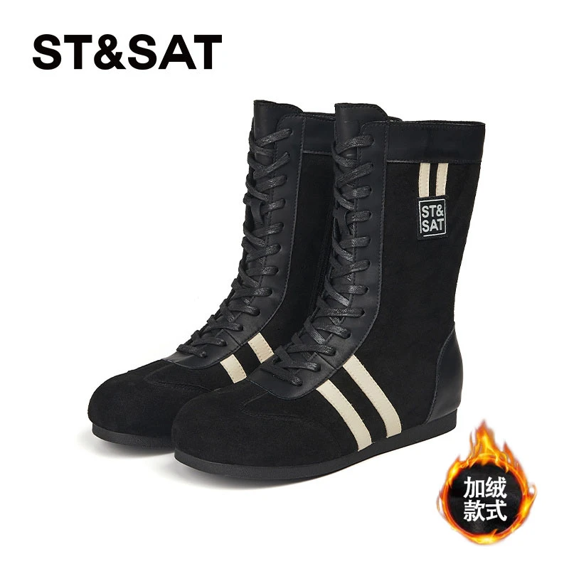 星期六加绒加厚马丁靴女2025新款冬季防寒保暖时尚明星同款鞋女款
