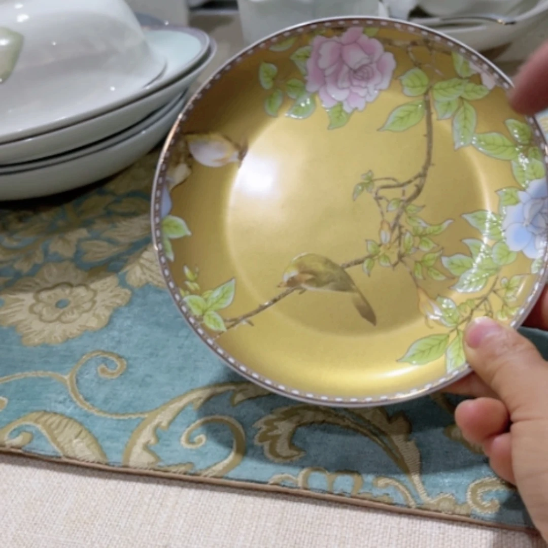 【闪购商品】陶瓷盘琴瑟和鸣六寸骨碟6个瑕疵