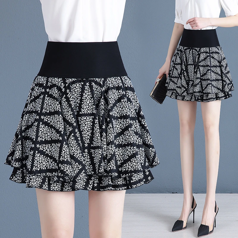 雪纺碎花半身裙女2024夏季新款高腰a字小个子薄款一步百褶短裙子