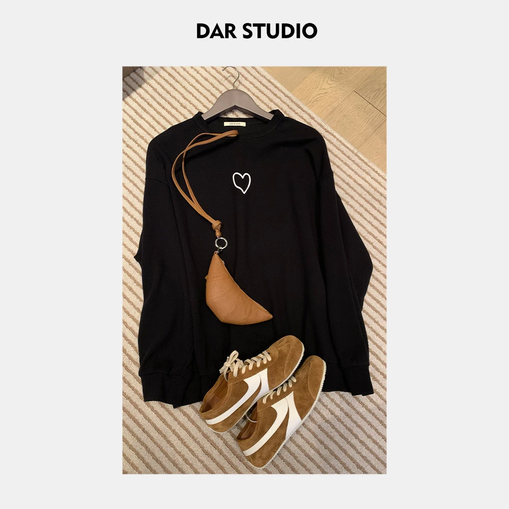 DAR STUDIO 深圳货【爱心卫衣】24秋季含羊毛经典百搭卫衣86051