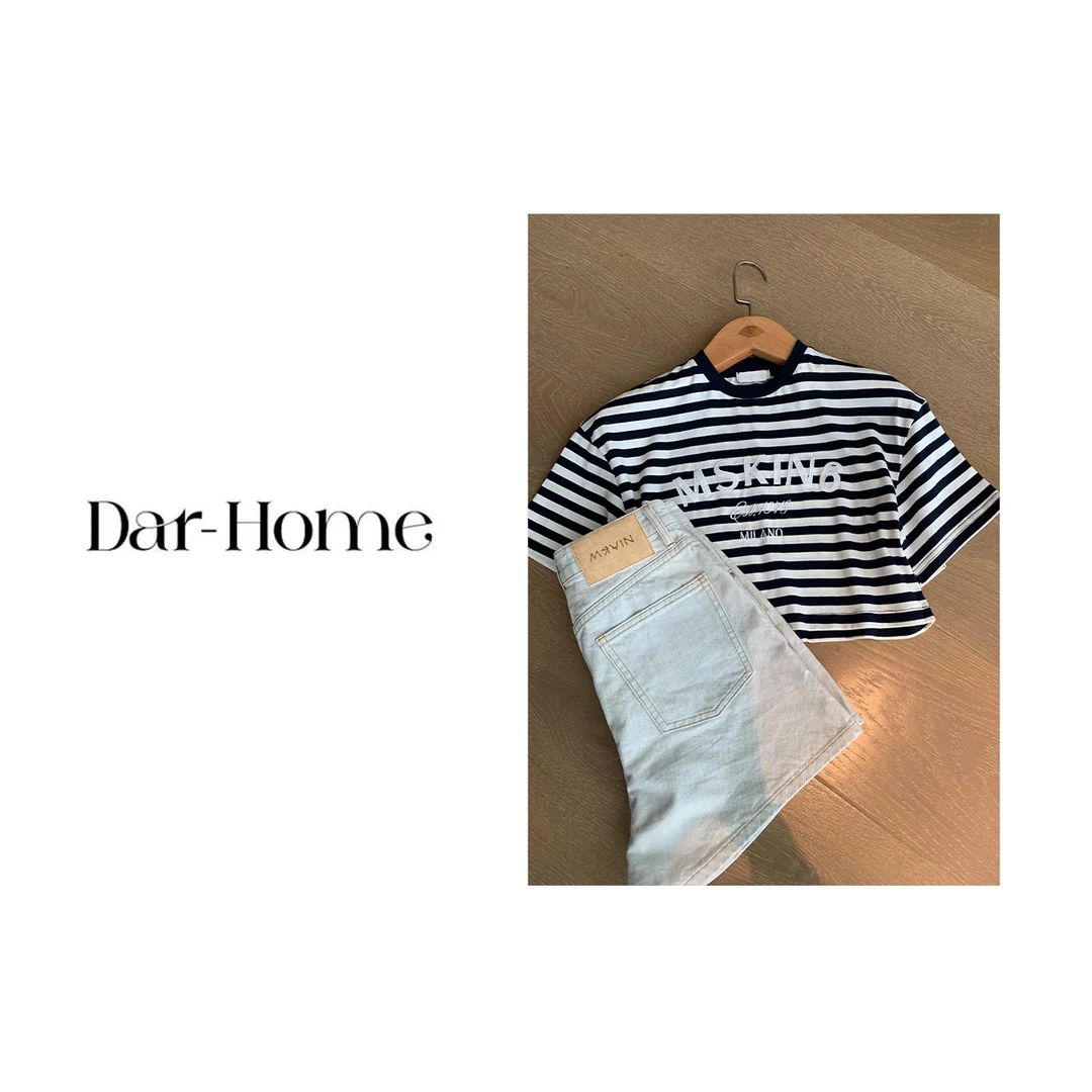 DA.R.JIA 【首尔辣妹】2024新款条纹字母T恤