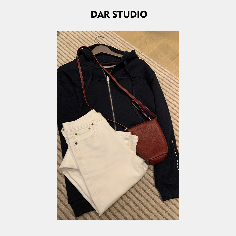 DAR STUDIO 深圳货【时尚杂志】秋季高克重手工走线虚线卫衣88046