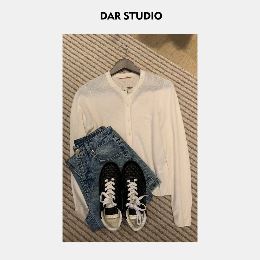 DAR STUDIO 深圳货【香草可颂】含羊绒秋季新款质感开衫毛衣88104