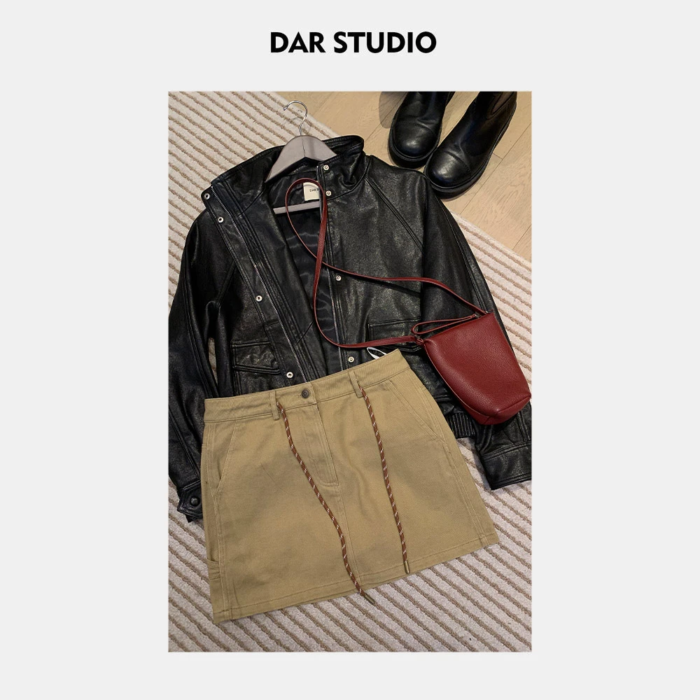 DAR STUDIO 【立领皮衣】2024秋季羊皮立领夹克皮衣外套 84004
