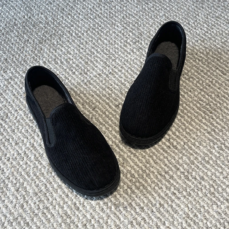 【可选加绒】灯芯绒手工布鞋纯黑色休闲舒适百搭情侣老北京布鞋开车