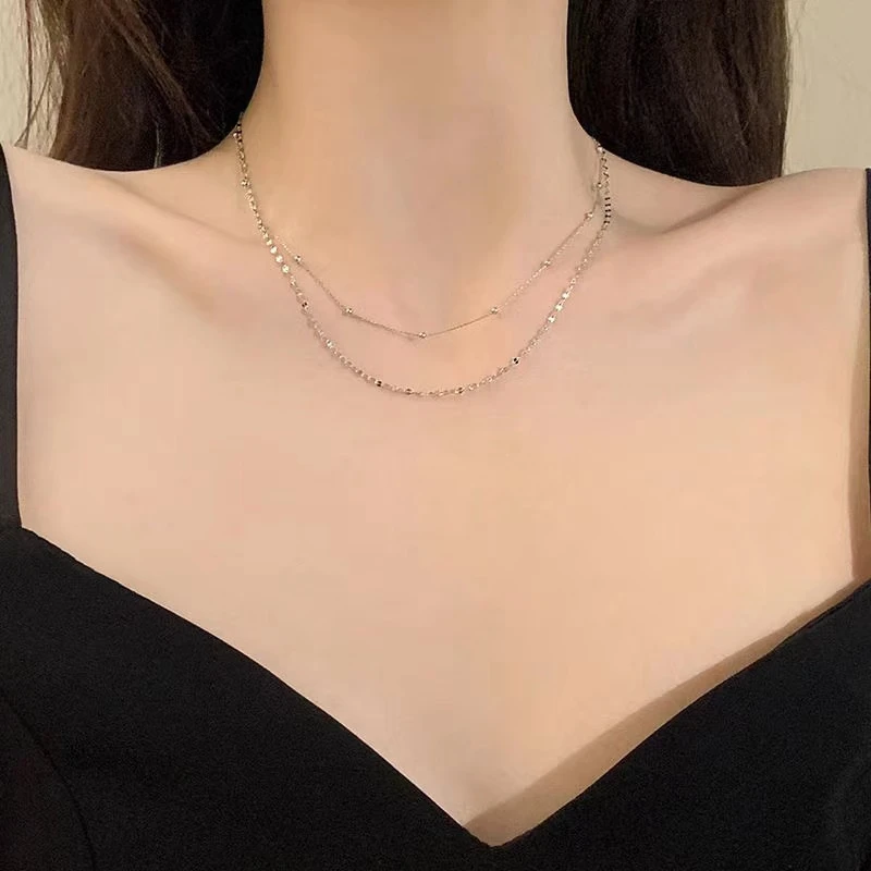 柯柒 钛钢项链 双层叠戴项链女轻奢简约百搭小众设计感锁骨链气质
