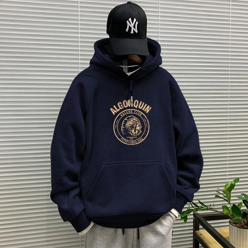 秋冬重磅连帽卫衣男士季潮牌冬季上衣帽衫加绒外套美式情侣套头衫