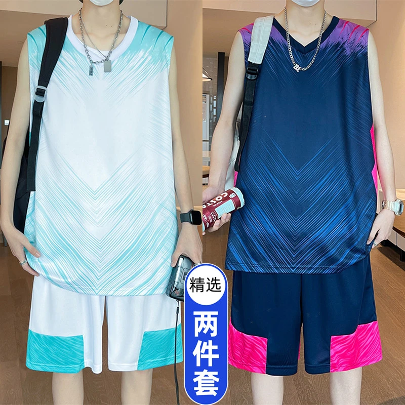 青少年冰丝速干t恤男夏季背心初中高中学生篮球衣服大童运动套装