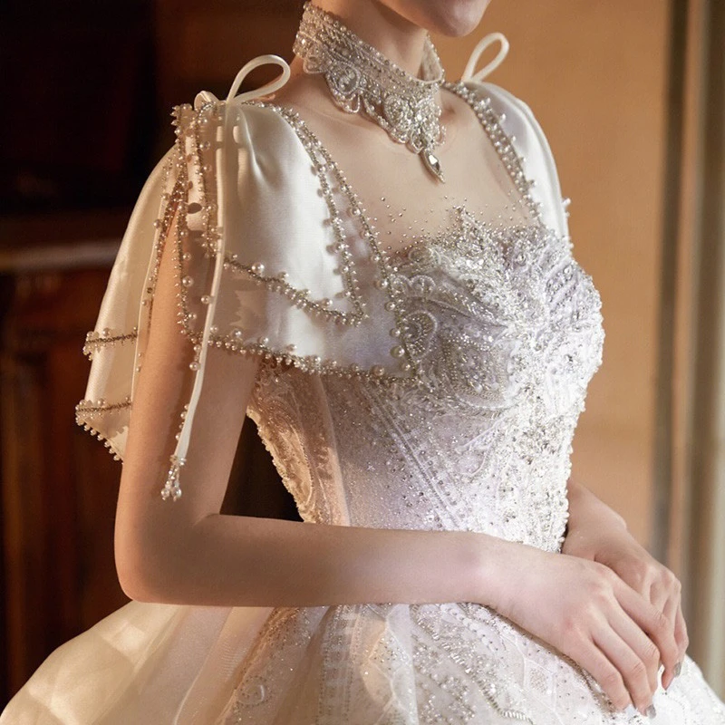 主婚纱2023新款新娘重工气质大拖尾孕妇法式泡泡袖公主高级感2023