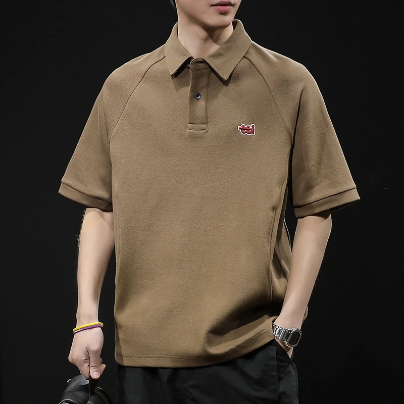 美式重磅polo衫男2024夏季新款短袖T恤宽松潮牌百搭复古翻领体恤
